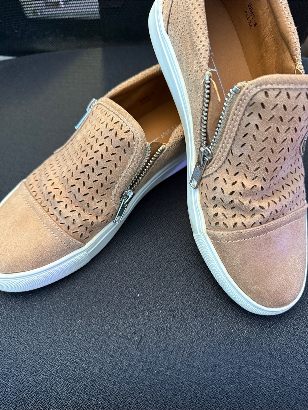 Slip-On Perforated Casual Sneakers in Tan